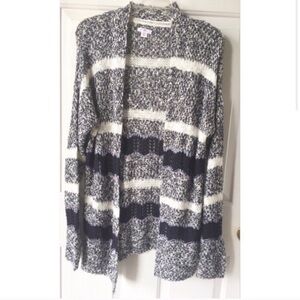 Striped Long Cardigan Gray Blue White Size M
